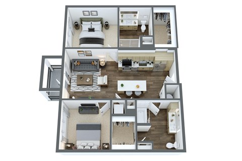 Floor plan for 2 beds, 2 baths, 1008 sqft